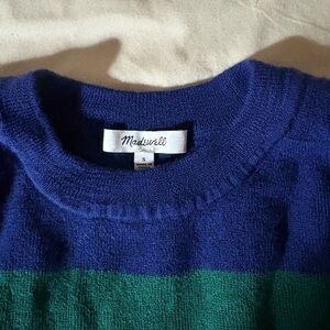 Madewell Vibrant Blue and Green Crew Neck Sweater